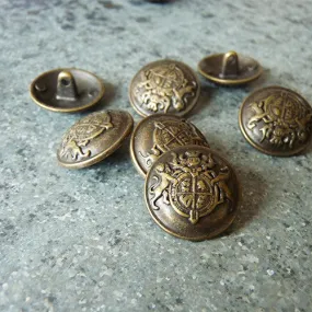 Set of 2 Lion Blazer Shank Button - Antique Brass