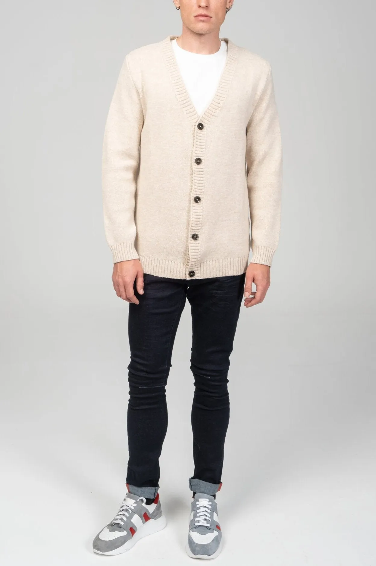 Soft Button Down Cardigan - Beige