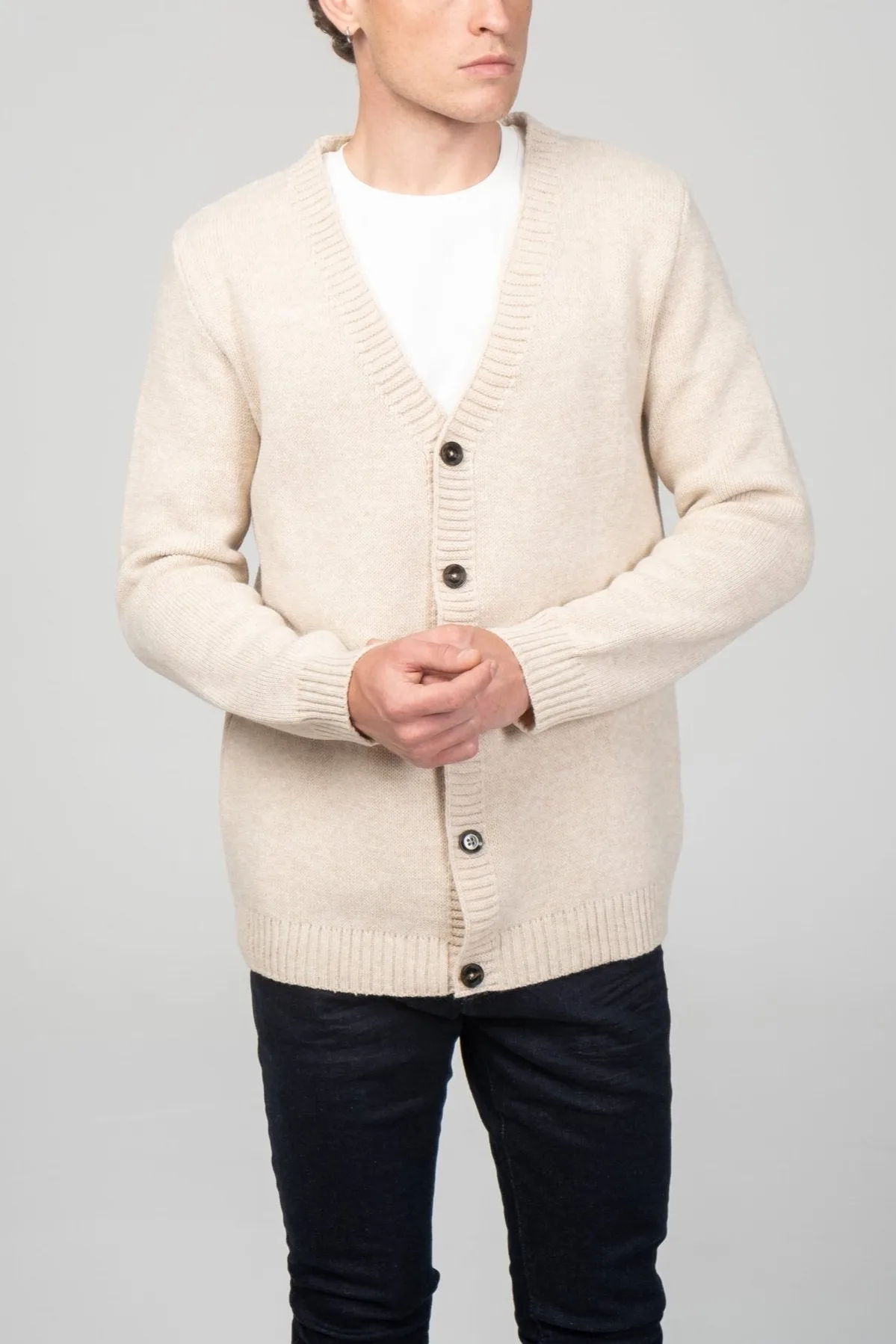 Soft Button Down Cardigan - Beige