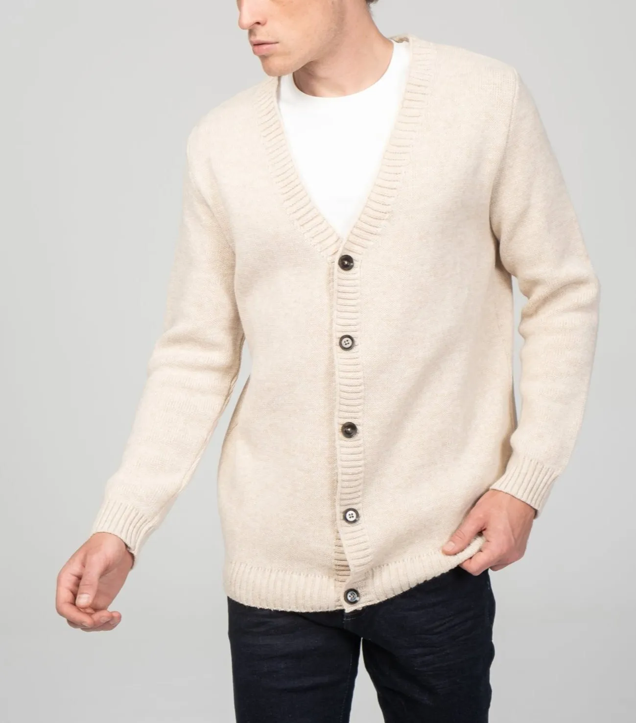 Soft Button Down Cardigan - Beige