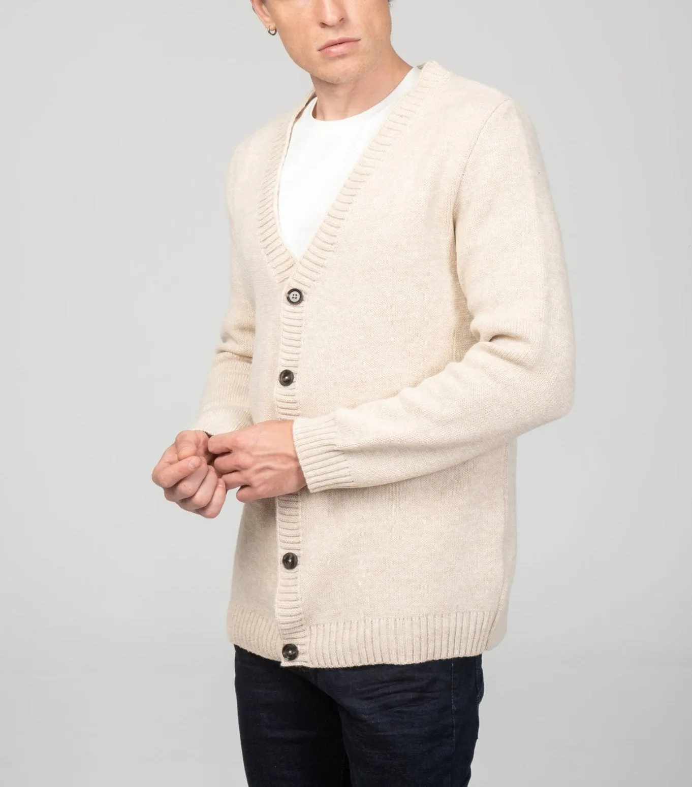 Soft Button Down Cardigan - Beige
