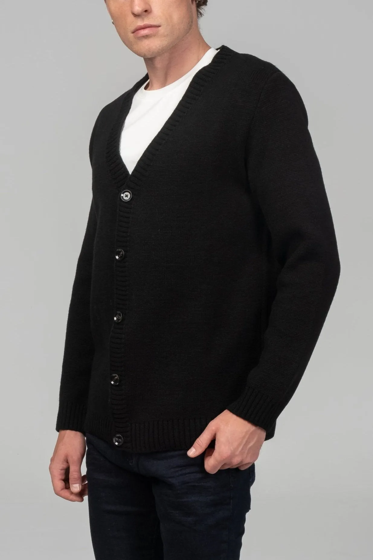 Soft Button Down Cardigan - Black