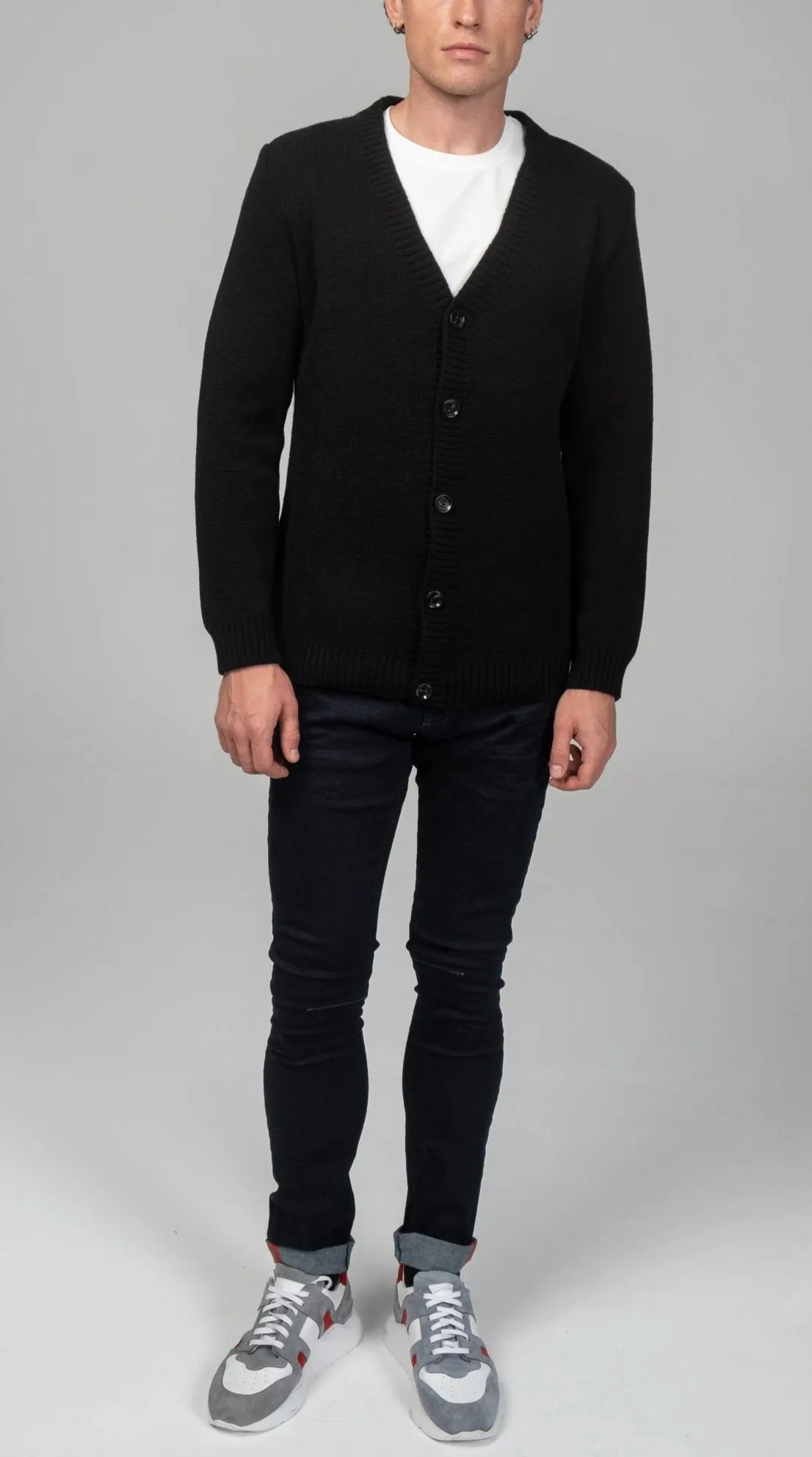 Soft Button Down Cardigan - Black