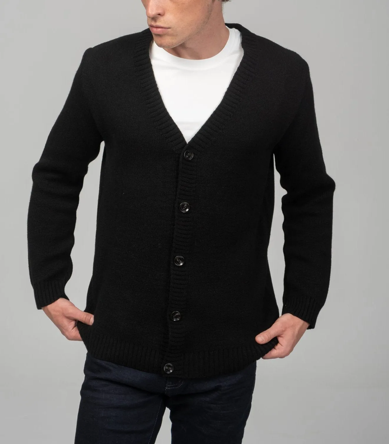 Soft Button Down Cardigan - Black