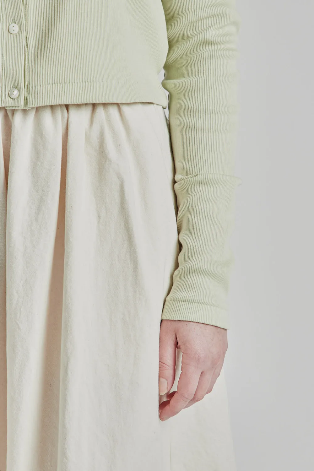 Soft Cotton Rib Cardigan - Mint Grey