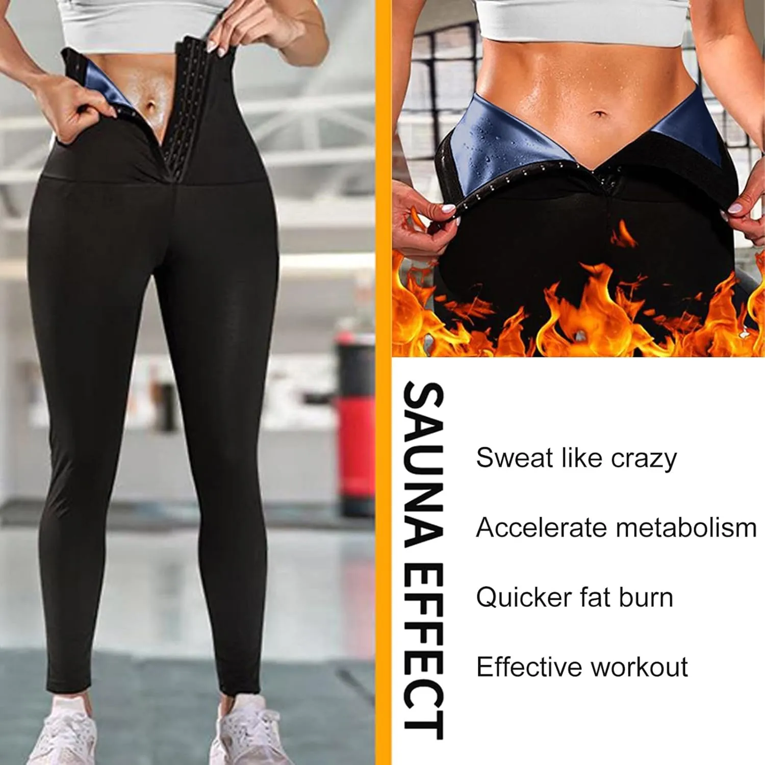Sweat Sauna Pants for Women High Waist Trainer Slimming Leggings Compression Workout Body Shaper Thighs Yoga