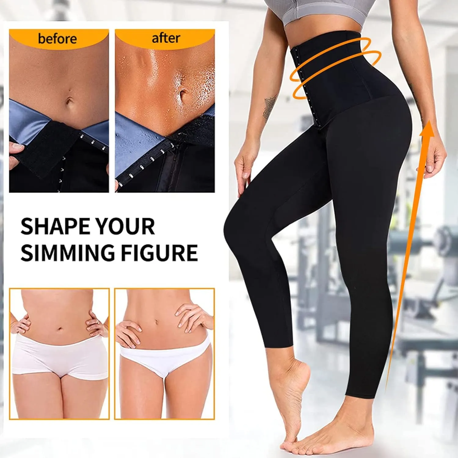 Sweat Sauna Pants for Women High Waist Trainer Slimming Leggings Compression Workout Body Shaper Thighs Yoga