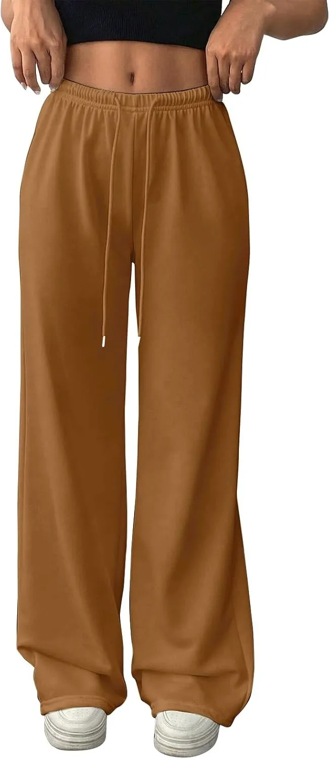 Sweatpants Women Baggy Drawstring High Waisted Wide Leg Pants Casual Winter Loose Comfy Fleece Joggers with Pockets