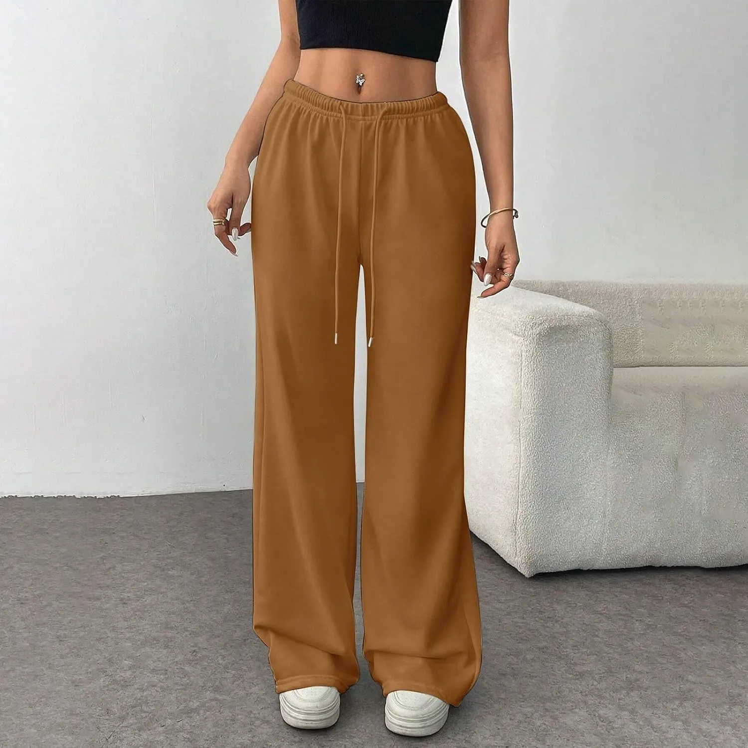 Sweatpants Women Baggy Drawstring High Waisted Wide Leg Pants Casual Winter Loose Comfy Fleece Joggers with Pockets