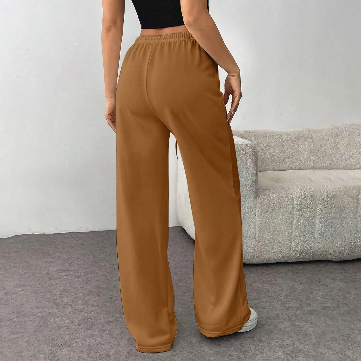 Sweatpants Women Baggy Drawstring High Waisted Wide Leg Pants Casual Winter Loose Comfy Fleece Joggers with Pockets