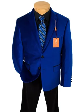 Tallia 22851 Boy's Sport Coat - Velvet - Cobalt