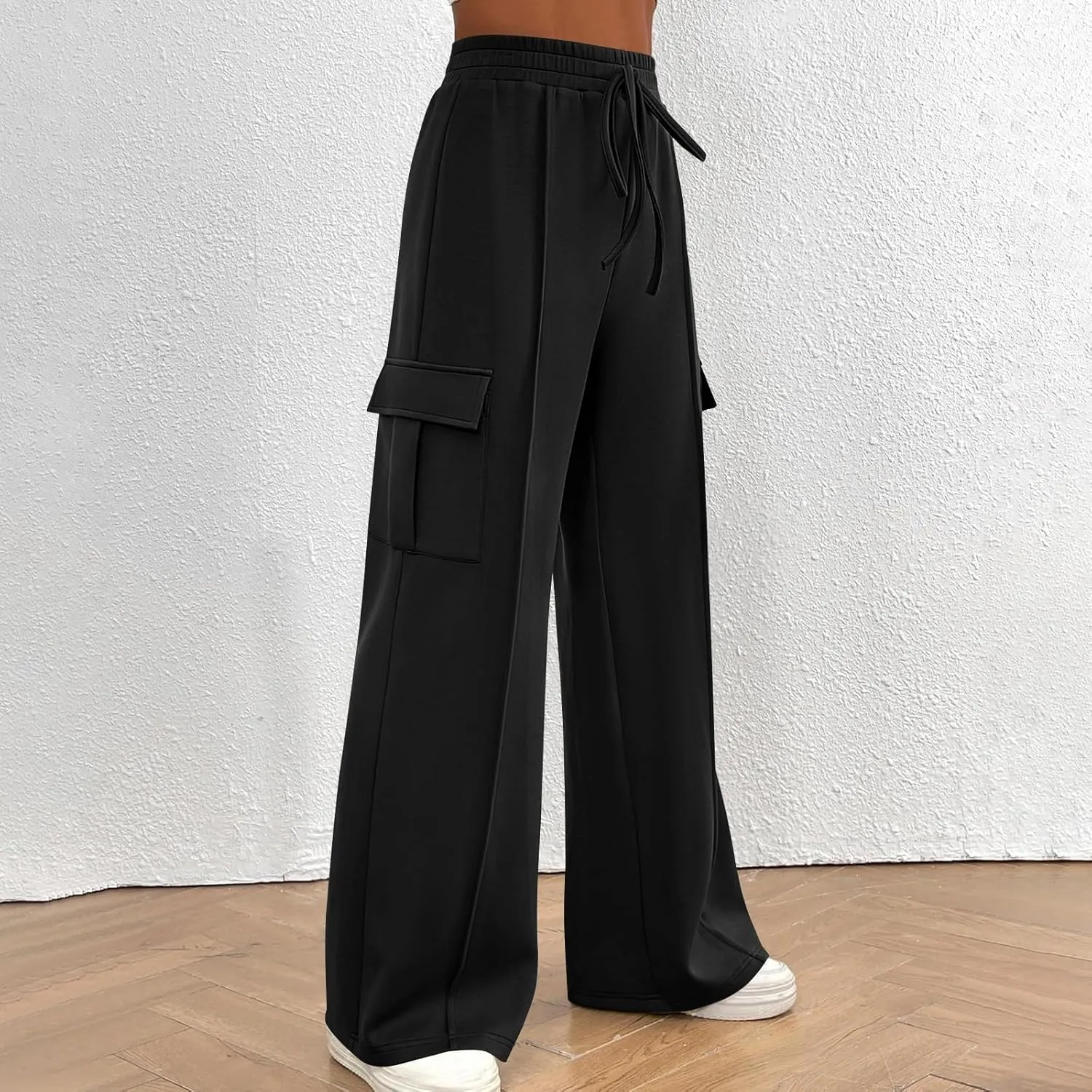 TANGNADE Womens Baggy Sweatpants Wide Leg Elastic Waisted Sweat Pants Cozy Casual Jogger Trouser Yoga Pants Pockets