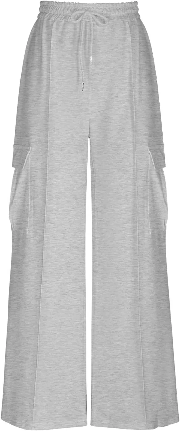TANGNADE Womens Baggy Sweatpants Wide Leg Elastic Waisted Sweat Pants Cozy Casual Jogger Trouser Yoga Pants Pockets