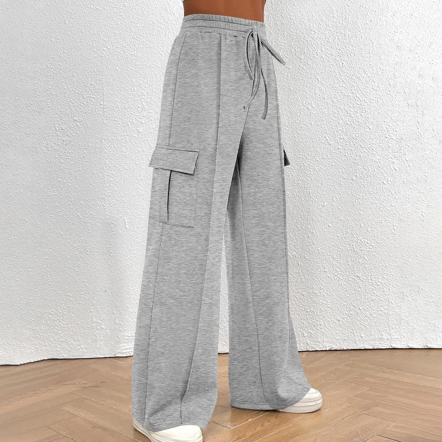 TANGNADE Womens Baggy Sweatpants Wide Leg Elastic Waisted Sweat Pants Cozy Casual Jogger Trouser Yoga Pants Pockets