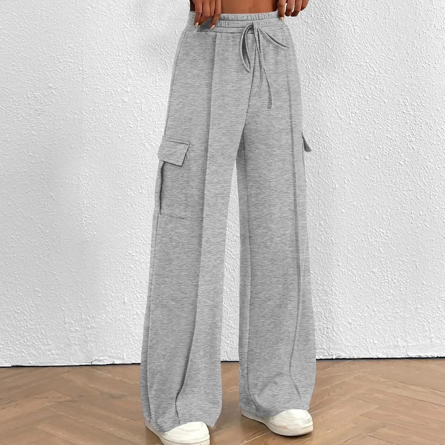 TANGNADE Womens Baggy Sweatpants Wide Leg Elastic Waisted Sweat Pants Cozy Casual Jogger Trouser Yoga Pants Pockets