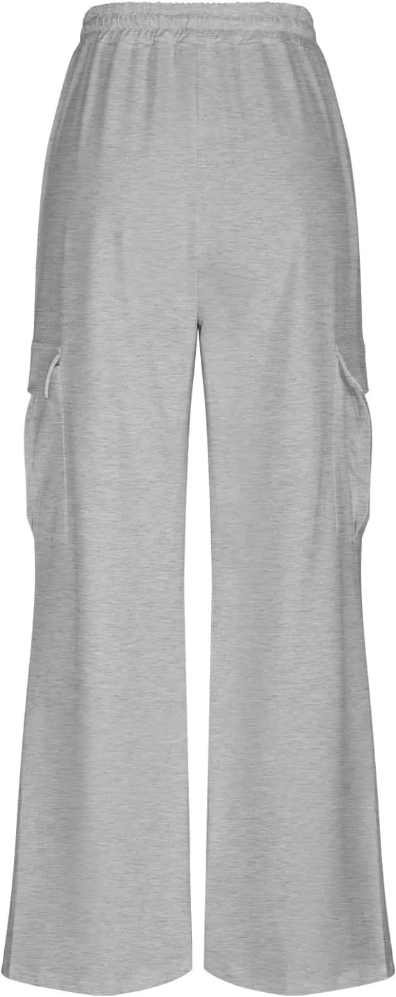 TANGNADE Womens Baggy Sweatpants Wide Leg Elastic Waisted Sweat Pants Cozy Casual Jogger Trouser Yoga Pants Pockets