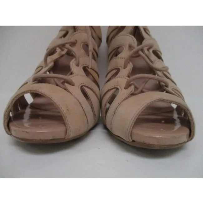 Topshop Beige Gladiator Suede Lace Up