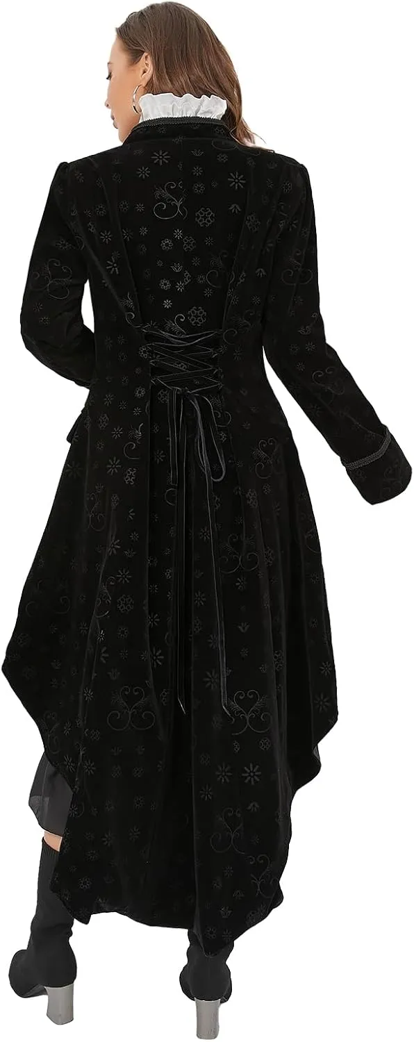 TZMAPU Medieval Retro Gothic Velvet Women's Coat, Formal Casual Work, Costume