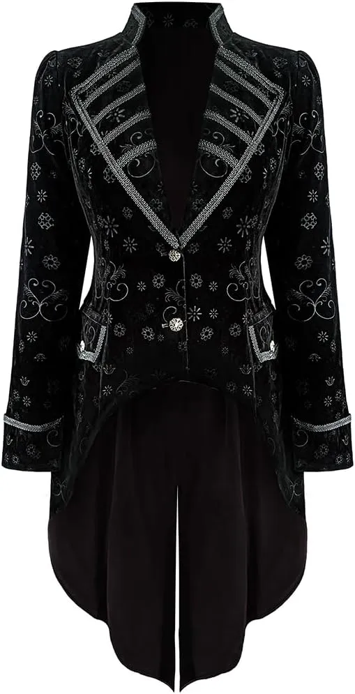 TZMAPU Medieval Retro Gothic Velvet Women's Coat, Formal Casual Work, Costume