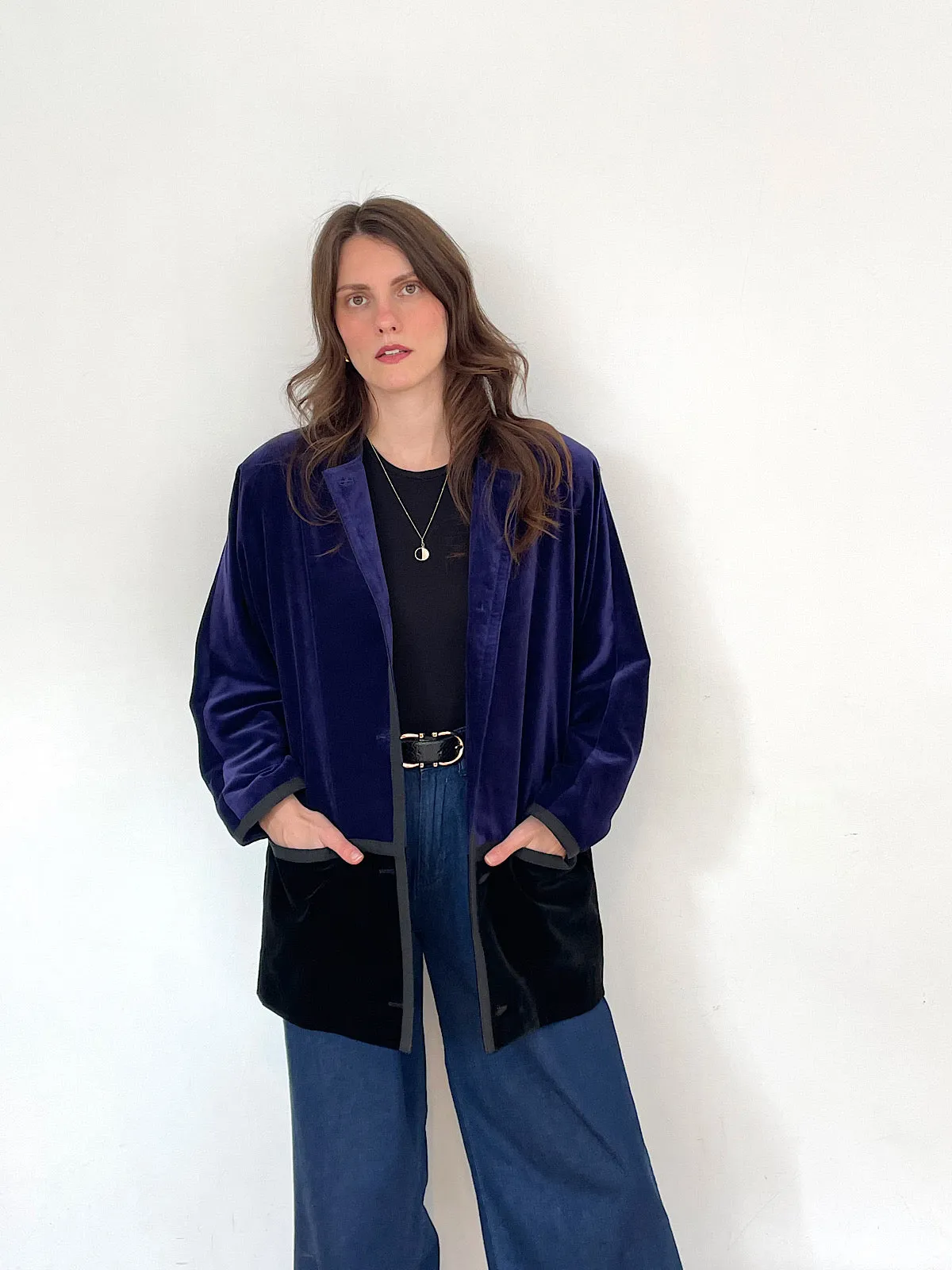 Vintage Aquascutum jacket blue and black velour