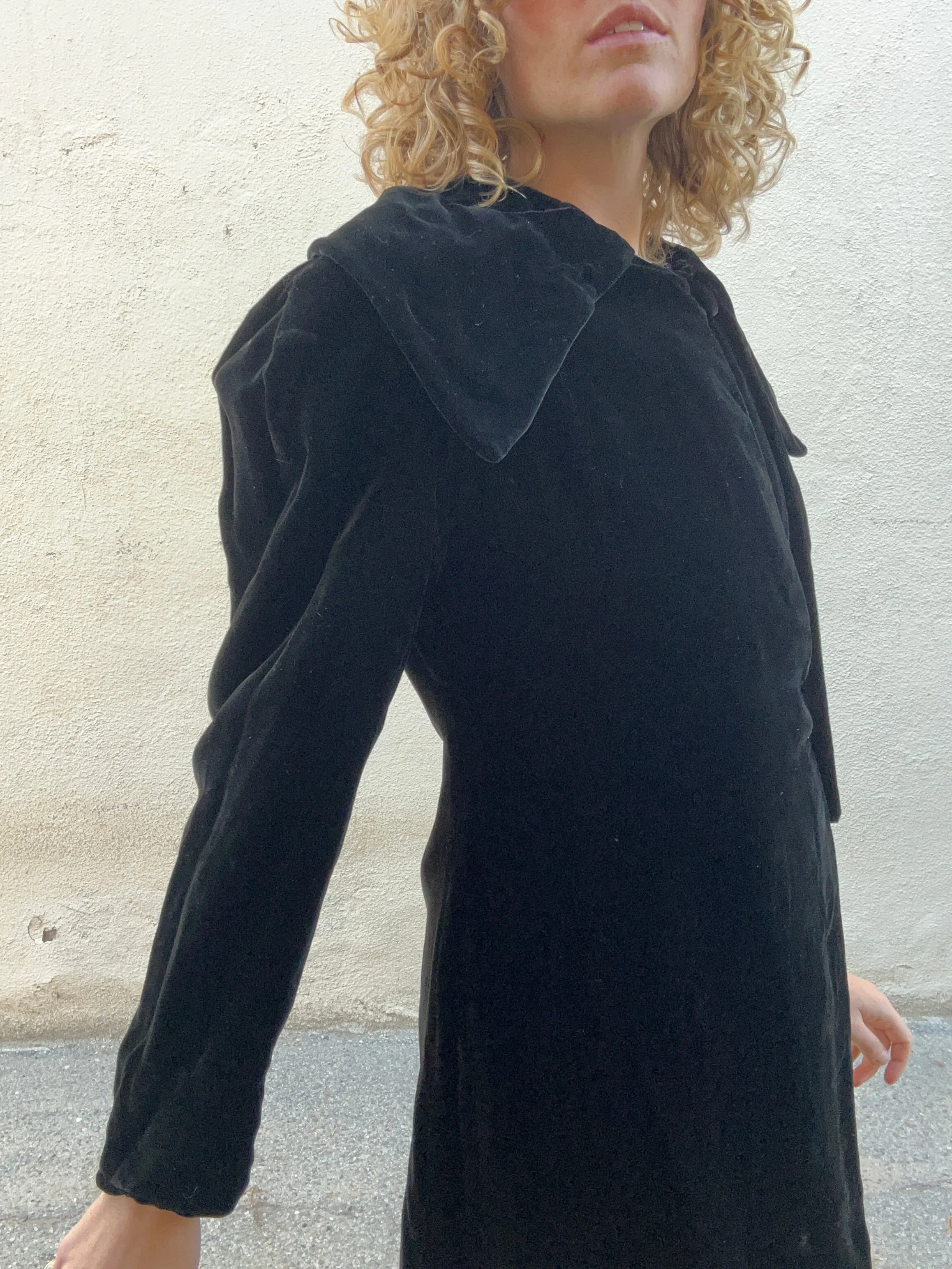 Vintage Black Velvet Long Coat