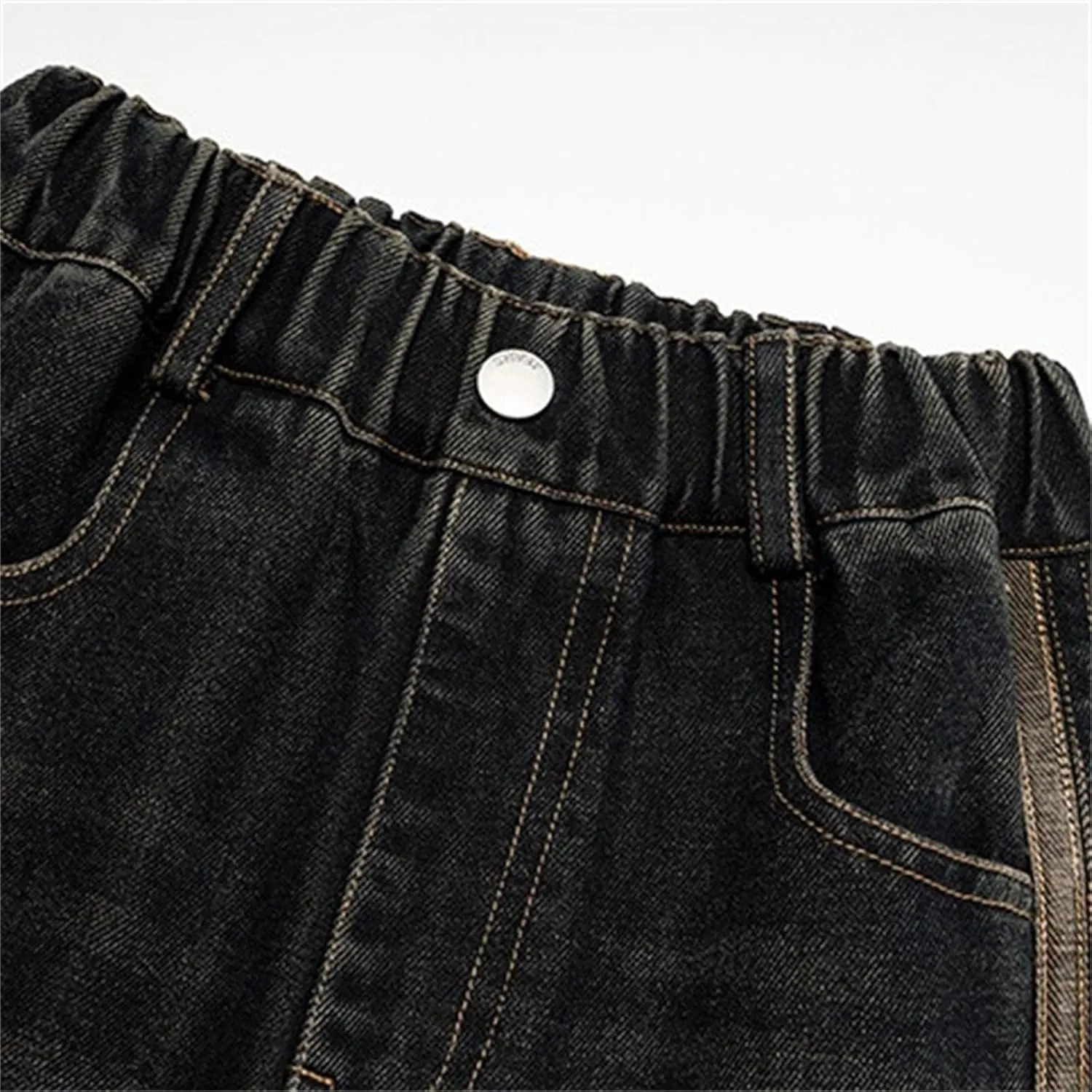 Vintage Jeans for Girls Baggy Jeans Wide Leg Distressed Denim Pants Kids High Elastic Waist Boyfriend Jeans Streetwear
