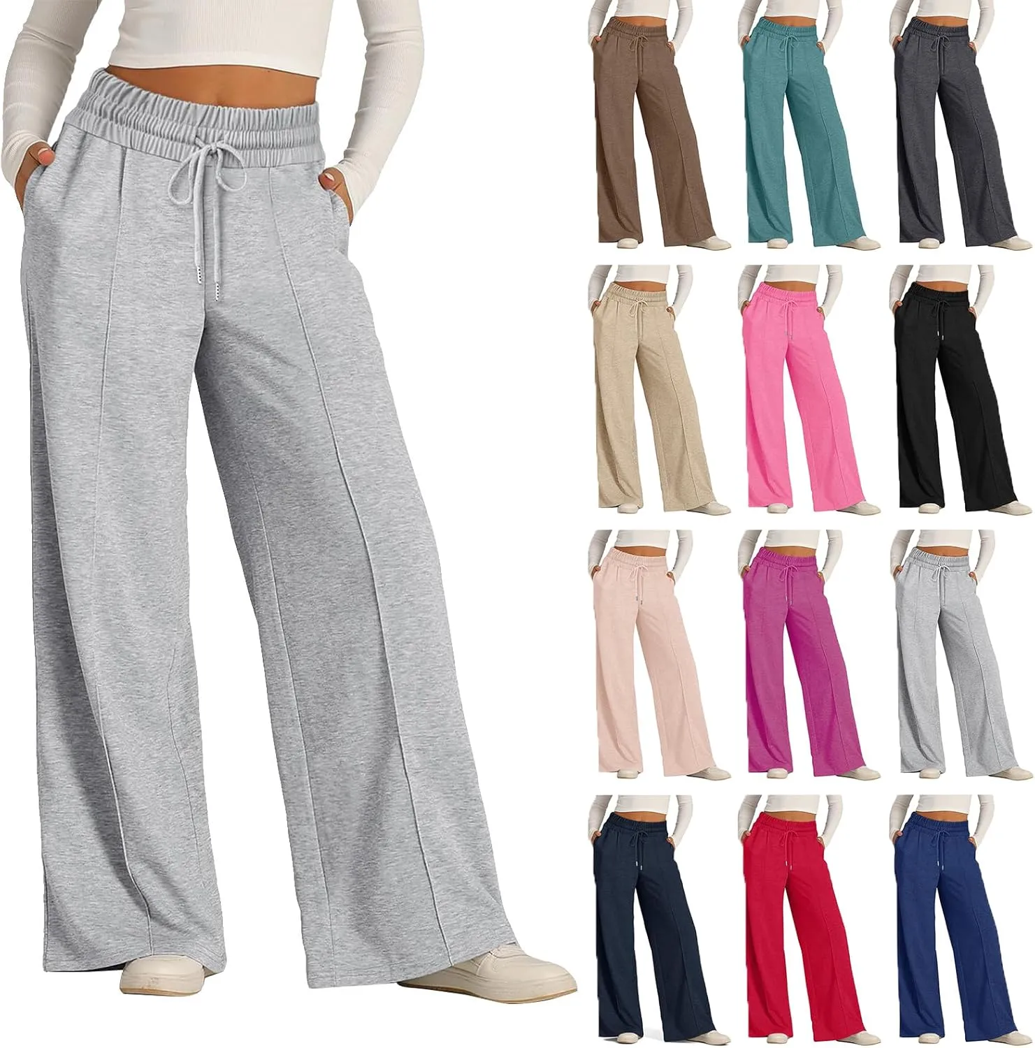 Wide Leg Sweatpants Women Baggy Oversized Straight Leg Sweatpants Lightweight Summer Casual Lounge Pants with Pockets