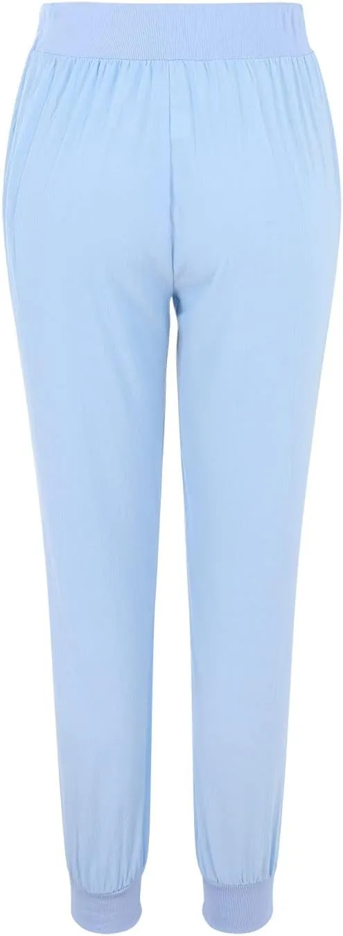 Womens Drawstring Cotton Linen Pants Solid Slim Fit Tapered Pant Soft Elastic Waist Straight Leg Trousers with Pocket