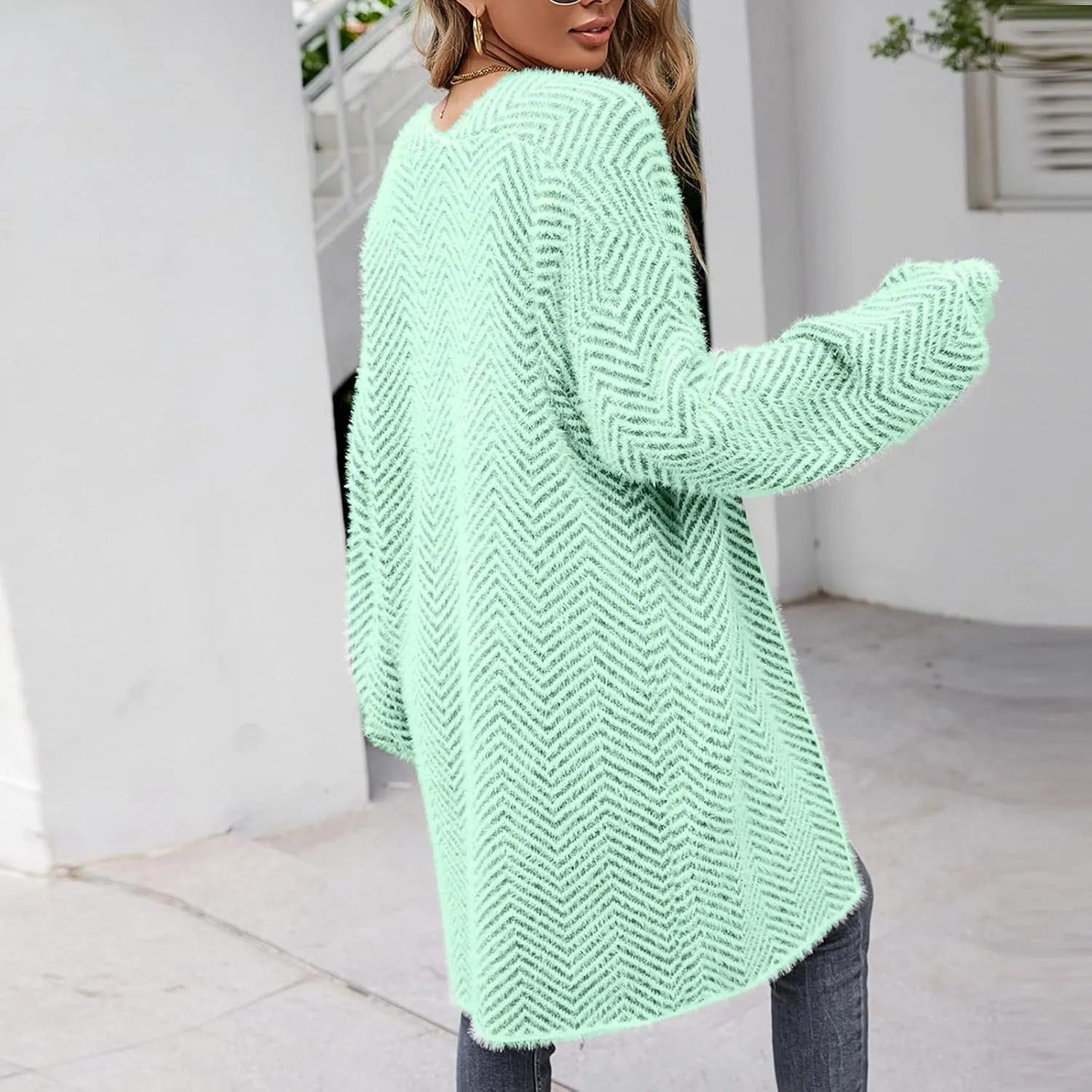 Women's Long Sleeve Soft Chunky Knit Cardigan Sweater Fashion Slouchy Long Loose Open Front Cardigans Outwear Coat