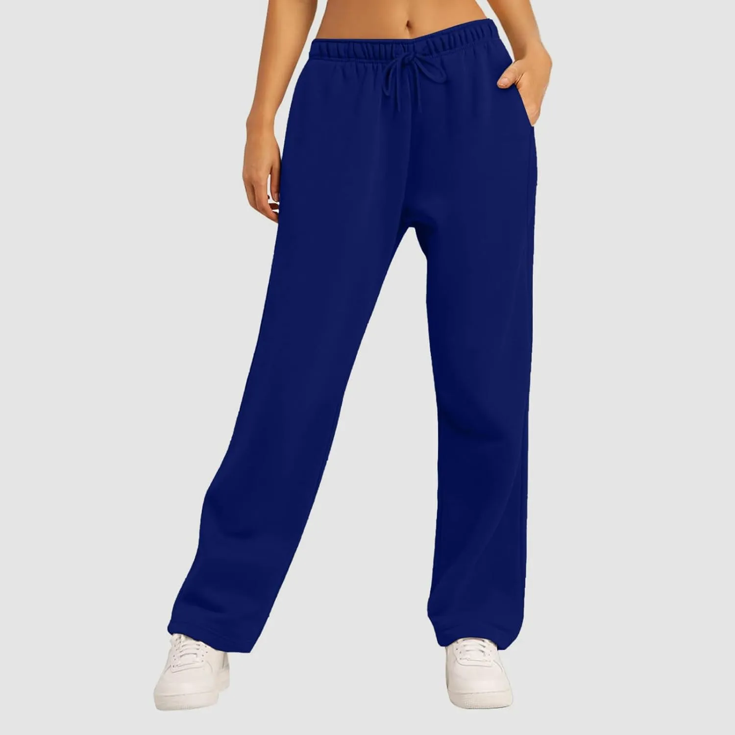 Women's Wide Leg Sweatpants Cozy Fleece Jogger Pants Straight Leg Baggy Elastic High Waisted Sweatpants Yoga Pants