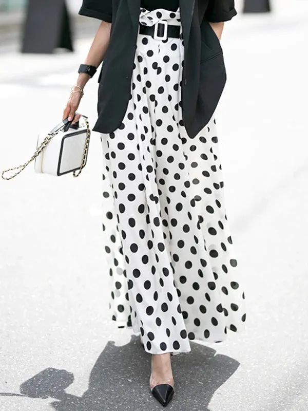 xakxx Original Wide Legs Polka-Dot Pleated Casual Pants